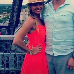 Bright orange mini dress
